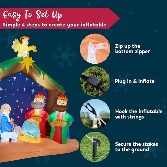 8 FT Christmas Inflatables Nativity Scene Outdoor Decorations, Christmas Blow Up - Picture 3 of 6